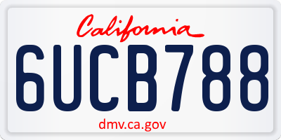 CA license plate 6UCB788