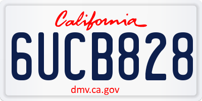 CA license plate 6UCB828