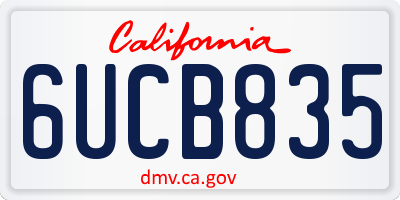 CA license plate 6UCB835