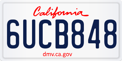 CA license plate 6UCB848