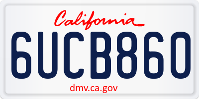CA license plate 6UCB860