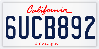CA license plate 6UCB892