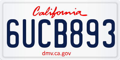 CA license plate 6UCB893