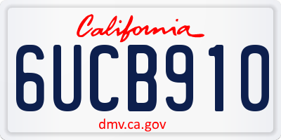 CA license plate 6UCB910