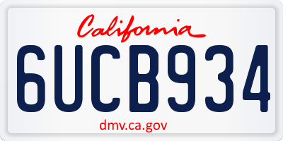 CA license plate 6UCB934