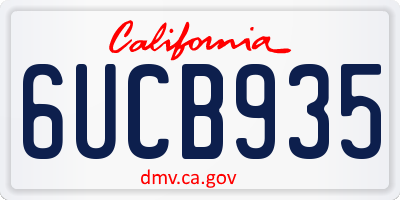 CA license plate 6UCB935