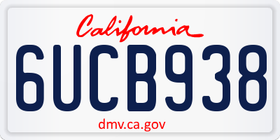 CA license plate 6UCB938