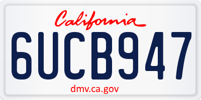 CA license plate 6UCB947