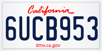 CA license plate 6UCB953