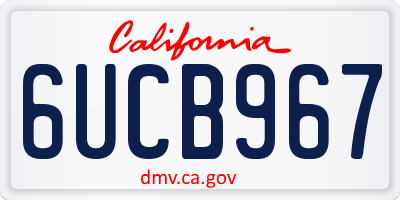 CA license plate 6UCB967