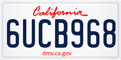 CA license plate 6UCB968