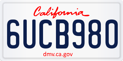 CA license plate 6UCB980