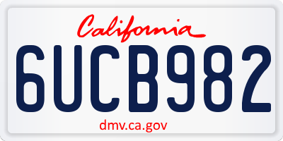 CA license plate 6UCB982
