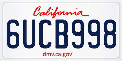 CA license plate 6UCB998