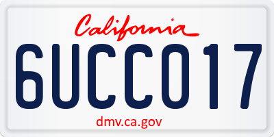 CA license plate 6UCC017