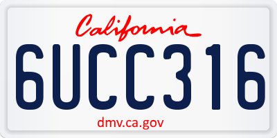 CA license plate 6UCC316