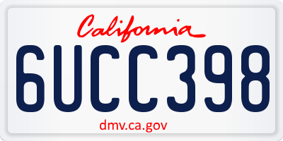 CA license plate 6UCC398
