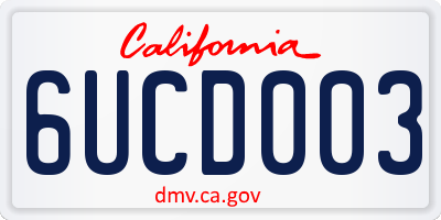 CA license plate 6UCD003