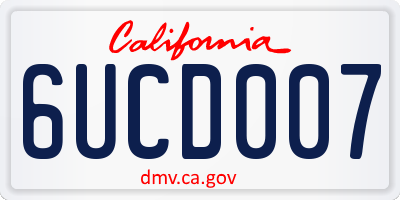 CA license plate 6UCD007