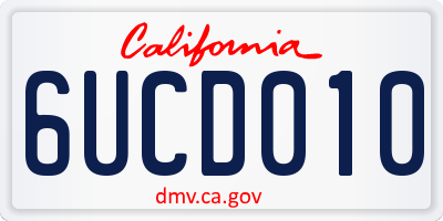 CA license plate 6UCD010