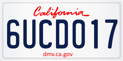 CA license plate 6UCD017