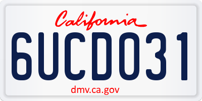 CA license plate 6UCD031