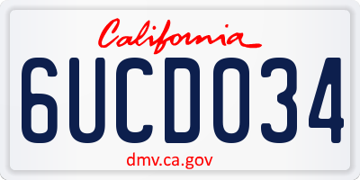 CA license plate 6UCD034