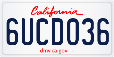 CA license plate 6UCD036