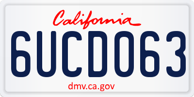 CA license plate 6UCD063