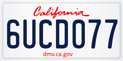 CA license plate 6UCD077
