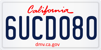 CA license plate 6UCD080