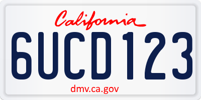CA license plate 6UCD123