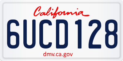 CA license plate 6UCD128