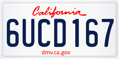 CA license plate 6UCD167