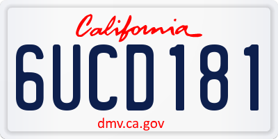 CA license plate 6UCD181