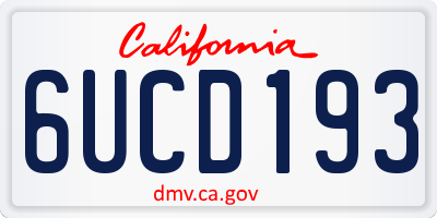 CA license plate 6UCD193