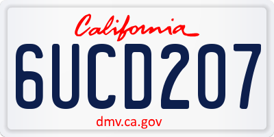 CA license plate 6UCD207