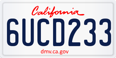 CA license plate 6UCD233