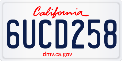 CA license plate 6UCD258