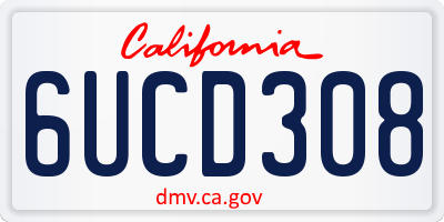 CA license plate 6UCD308