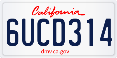 CA license plate 6UCD314