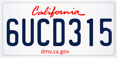 CA license plate 6UCD315