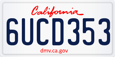 CA license plate 6UCD353