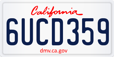 CA license plate 6UCD359