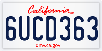 CA license plate 6UCD363