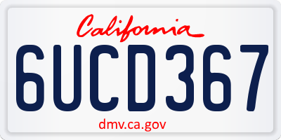CA license plate 6UCD367