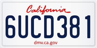 CA license plate 6UCD381