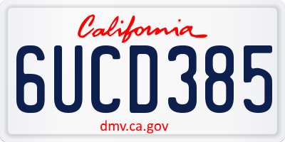 CA license plate 6UCD385