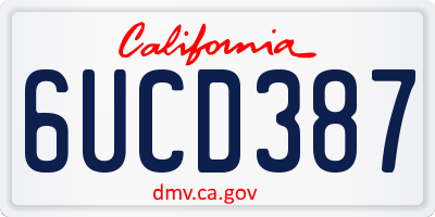 CA license plate 6UCD387