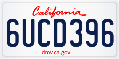 CA license plate 6UCD396